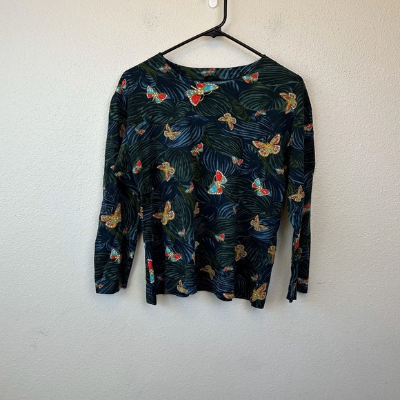 Bottega Veneta Tops - Bottega Veneta Butterfly Long Sleeve Top Green Blue Blouse Printed 90s Y2K Style